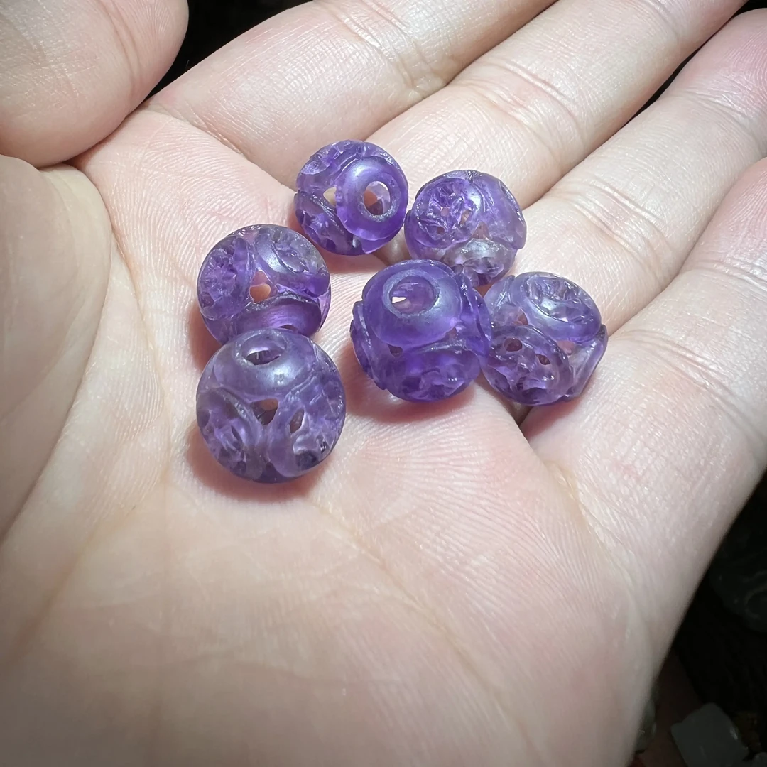 老紫水晶镂空珠子多样性发一