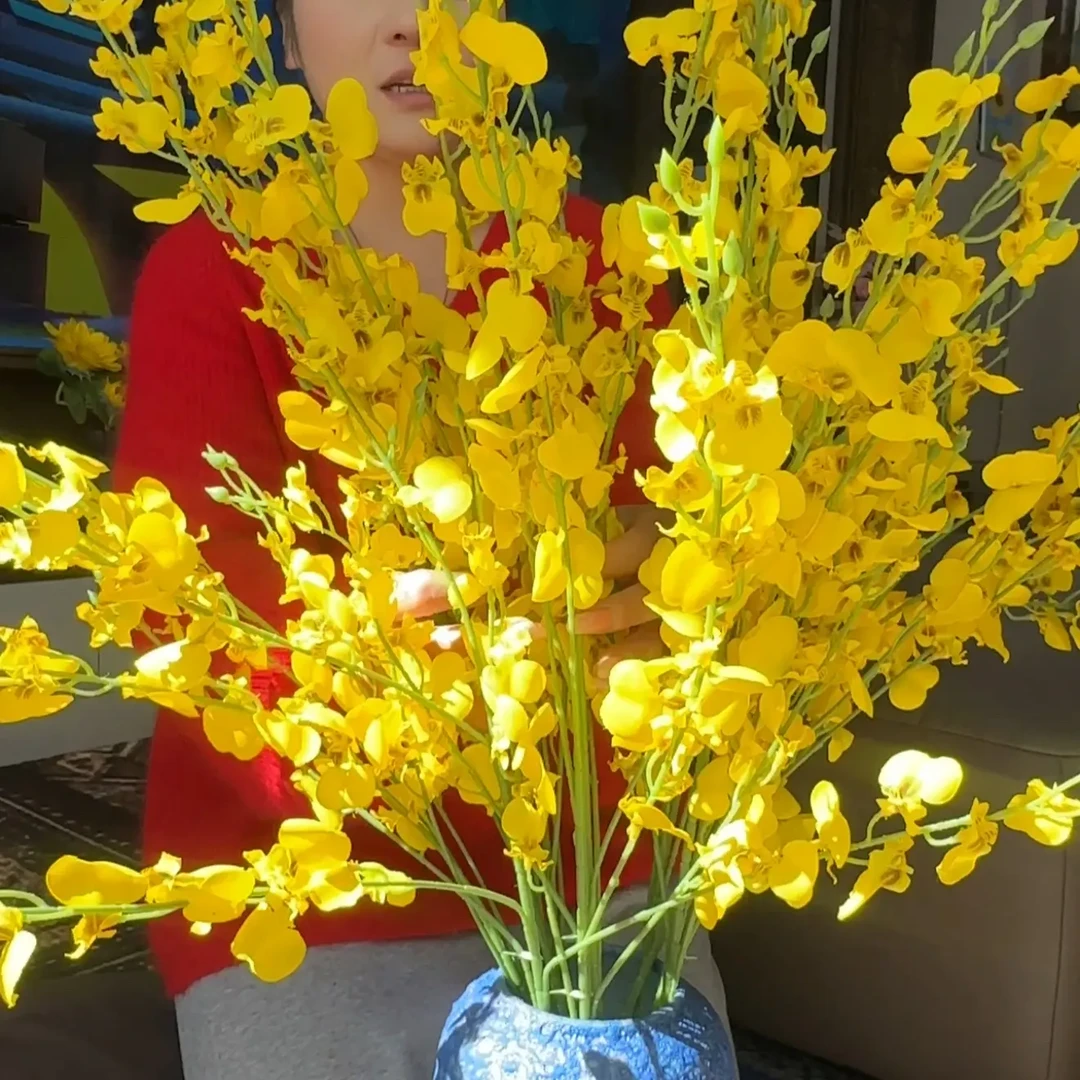跳舞兰黄色仿真花