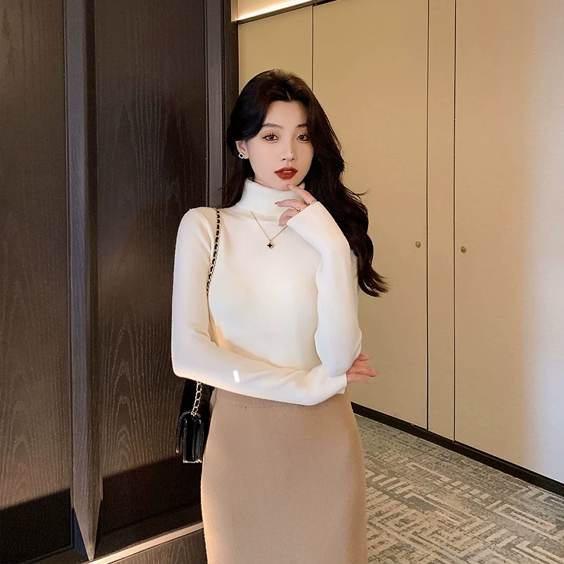 林关关 高领针织衫打底毛衣修身紧身内搭上衣保暖内衣50855