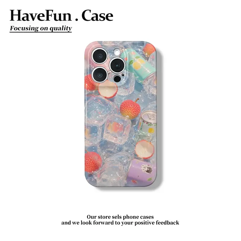雅天立冰镇荔枝汽水适用iPhone16菲林1315手机壳华为vivo小米oppo