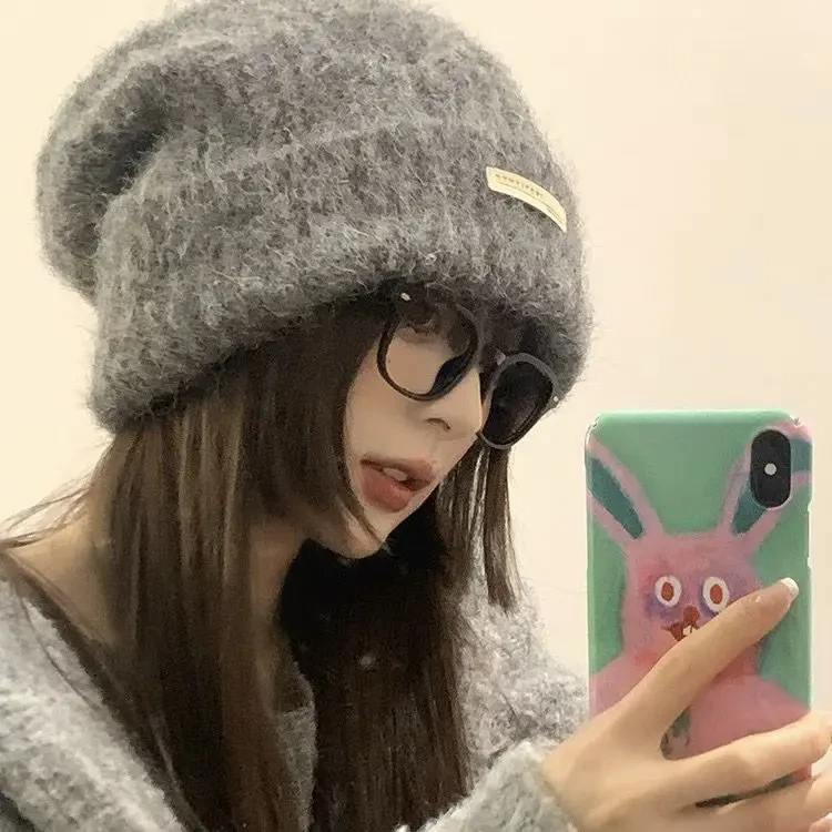 秋冬毛绒线堆堆帽大头围百搭休闲冷帽保暖帽子情侣店铺护耳针织