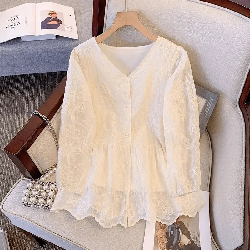 上衣女2025夏季新款胖MM减龄设计感衬衫遮肚显瘦别致大码洋气小衫