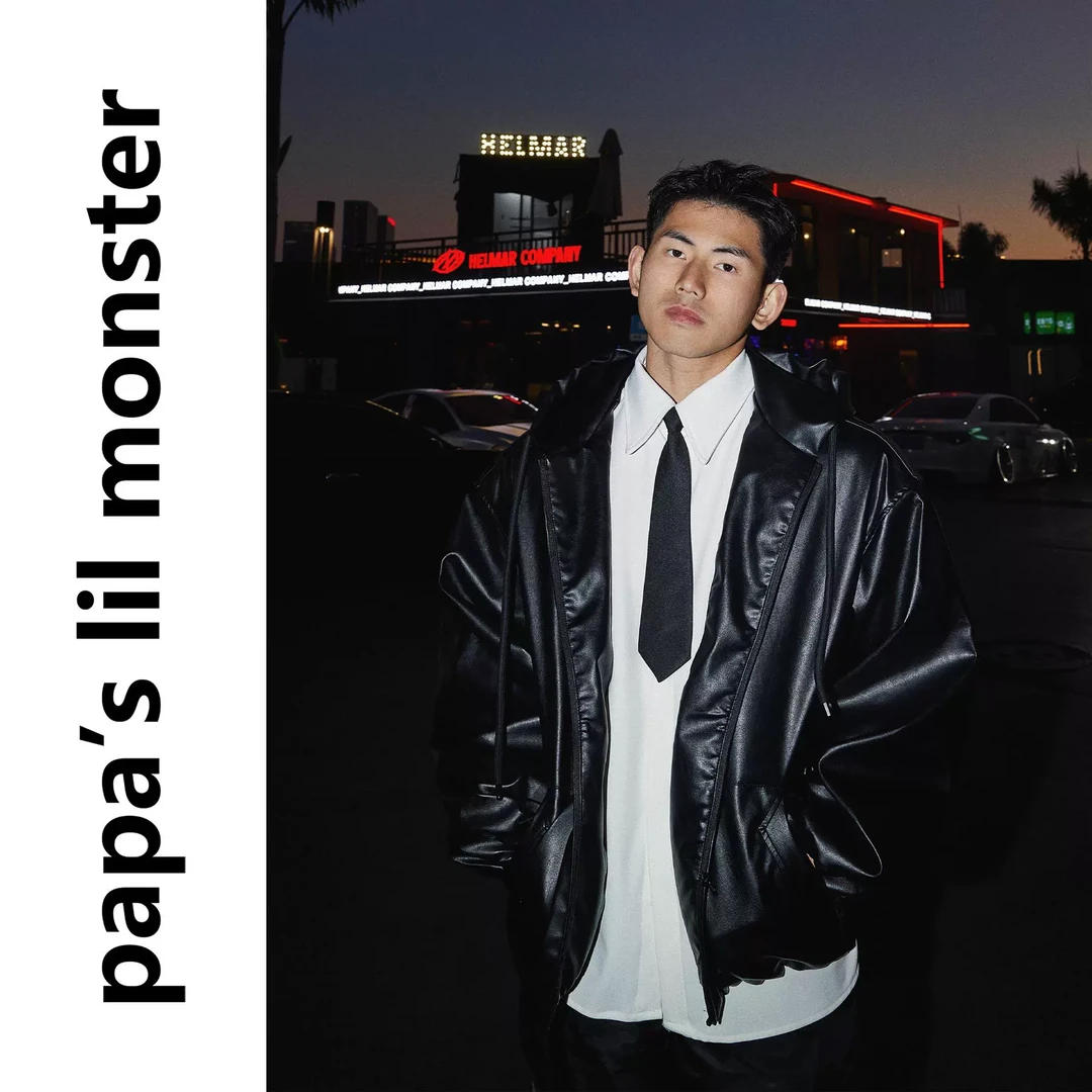 PAPASLILMONSTER美式复古皮衣男廓形机车皮夹克男秋冬休闲外套女