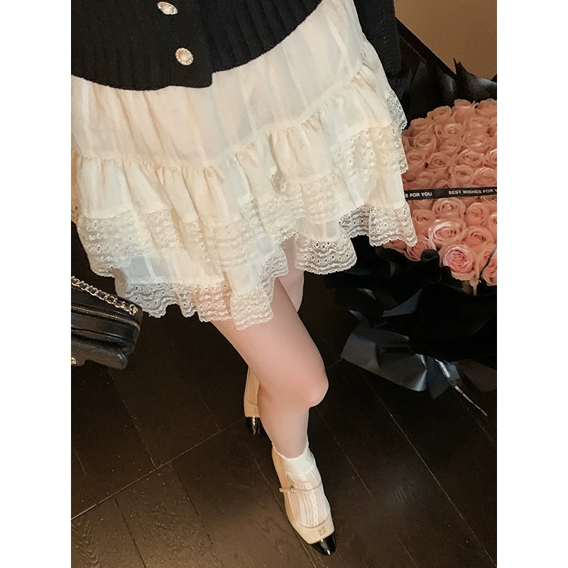 【QIUROUYAO邱肉瑶】与裙摆间蔓延的温柔*蕾丝蛋糕小短裙套装单件