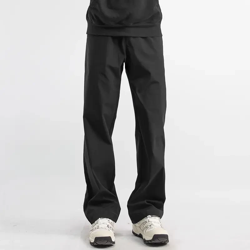 夏季薄款阔腿裤男潮流美式宽松直筒微喇冲锋裤机能速干长裤裤子