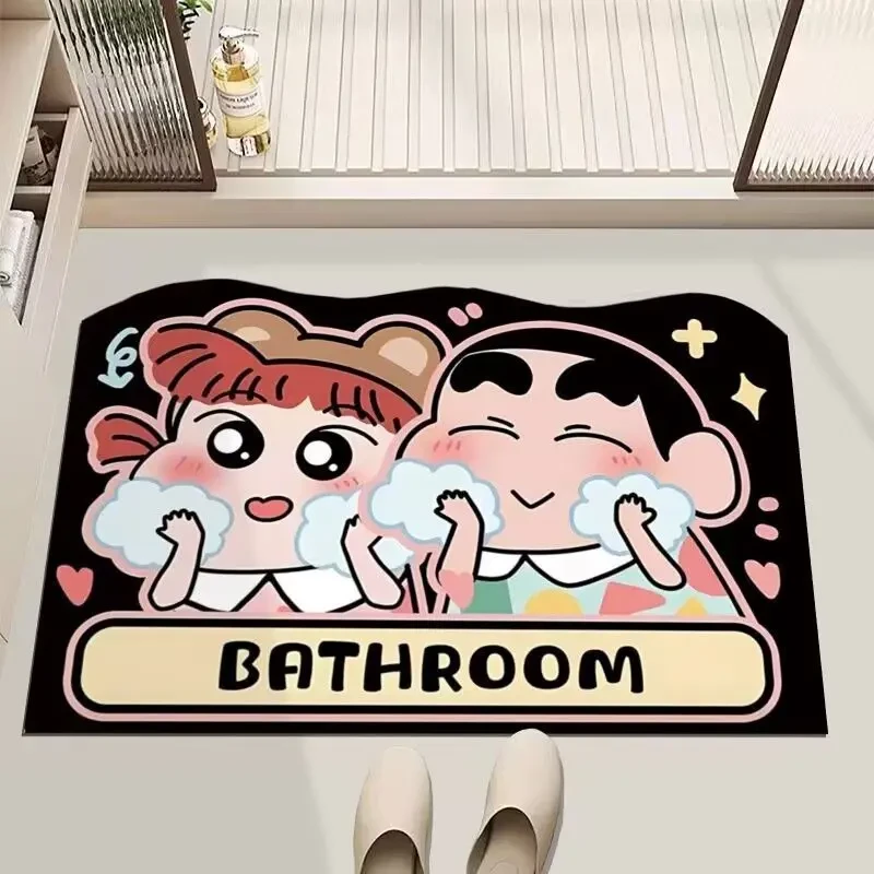 卡通硅藻泥浴室吸水地垫卫生间蜡笔小新防滑速干浴室门垫入户门垫