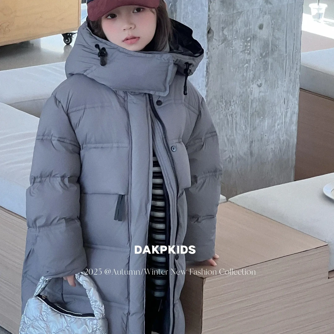 白鸭绒加厚长款儿童羽绒服