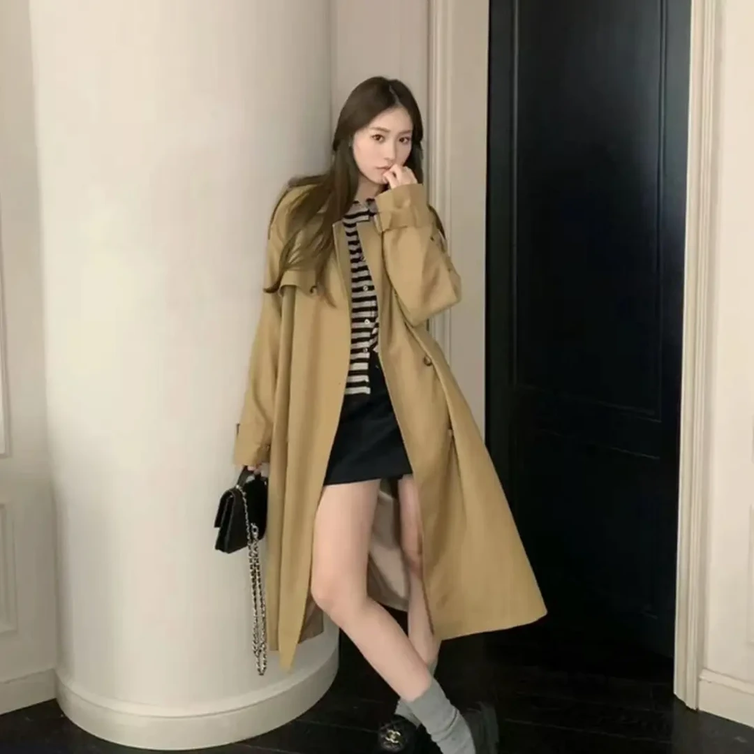 春秋季新款英伦风中长款高级感女士收腰显瘦风衣外套