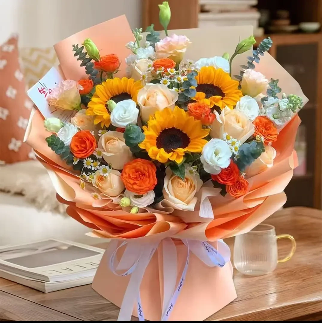 【向阳之花】一举夺魁生日送花向日葵玫瑰鲜花花束同城配送附近