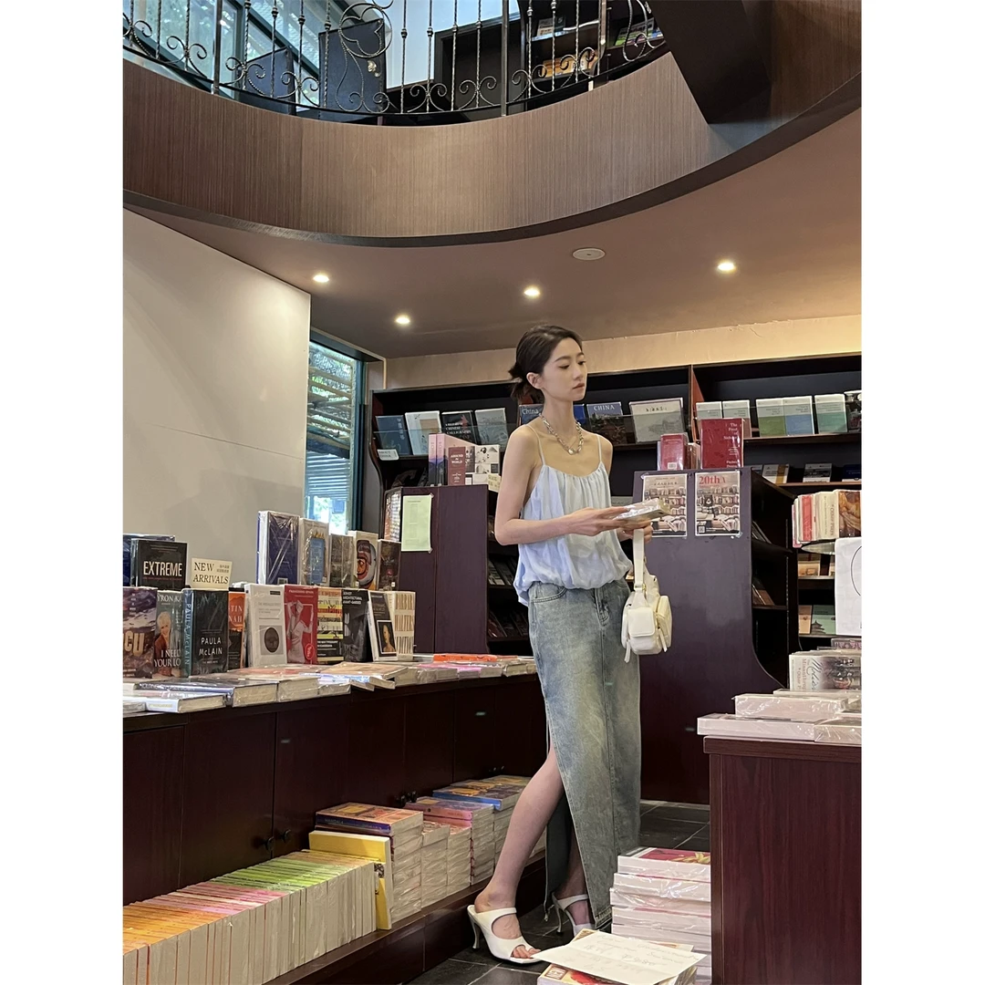 cunblvd常存 牛仔都市 开衩半身裙女简约高级时髦休闲长款包臀裙