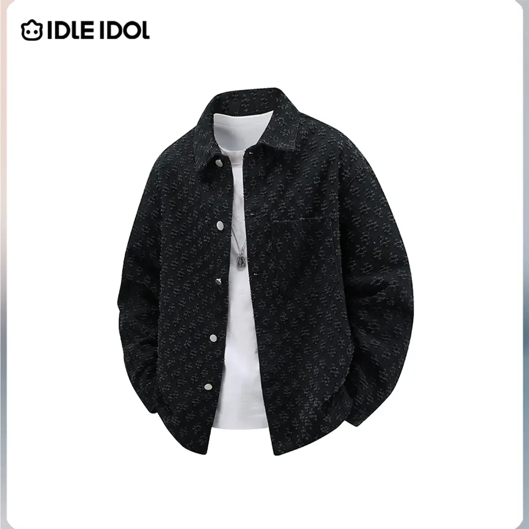 IDLE IDOL秋冬季新款潮流翻领纯色金属男装秋季款爆款2025新款
