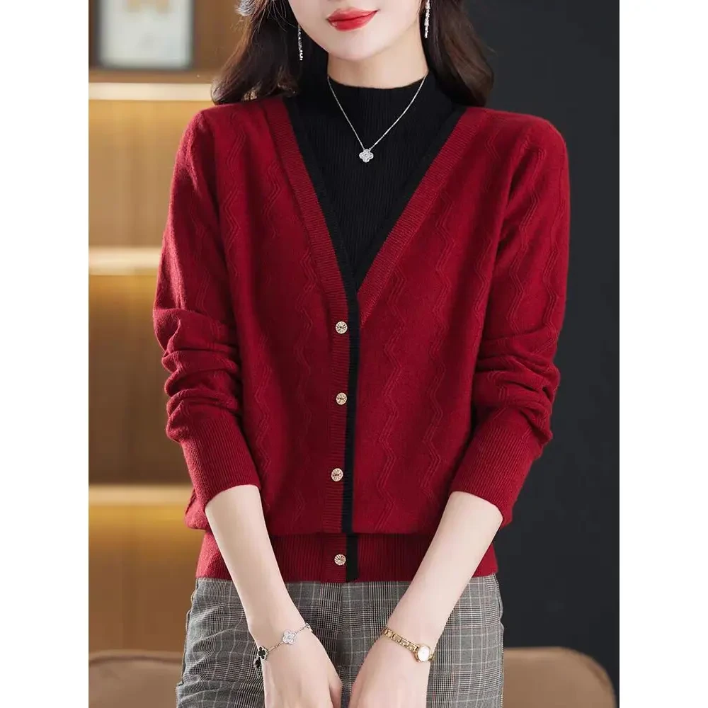 半高领假两件毛衣女秋冬新款气质百搭减龄显瘦打底