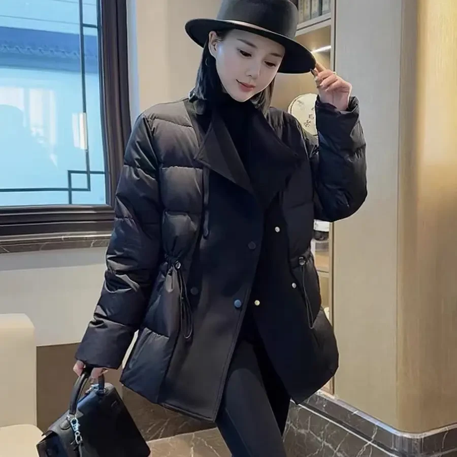 新中式国风女装西装领白鸭绒轻薄修身显瘦保暖冬季外套