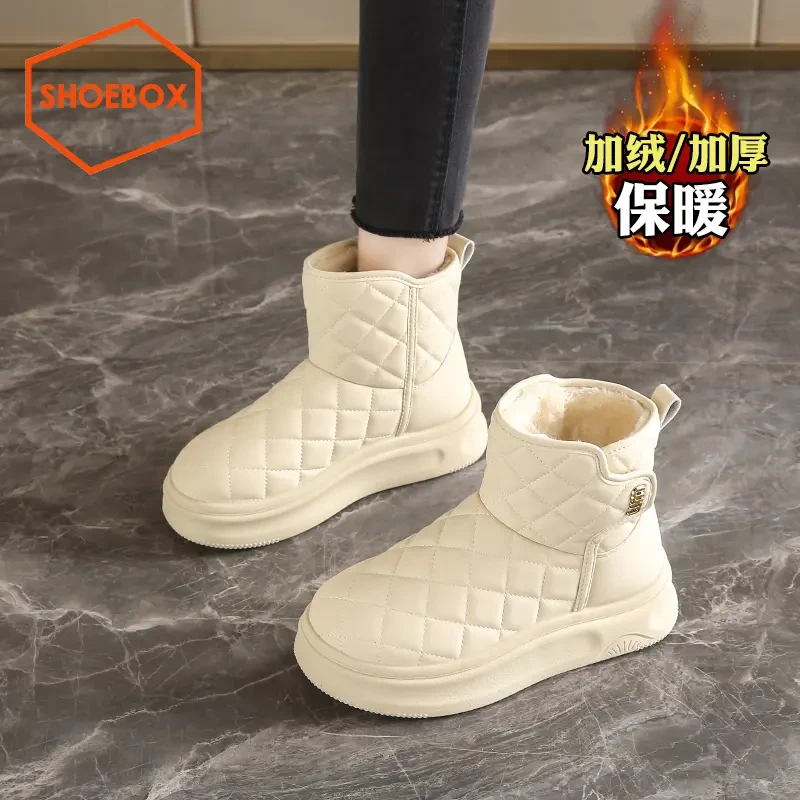 达芙妮集团鞋柜皮毛一体雪地靴女2025冬季新款加绒加厚棉靴休闲鞋