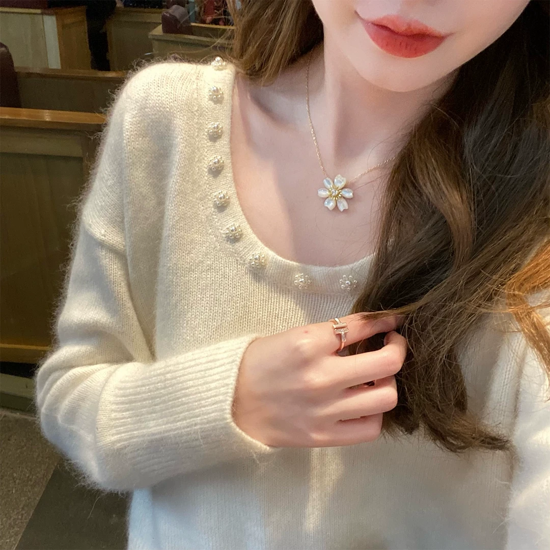 GA盈瓷 慵懒风毛衣设计感流行针织衫冬季内搭小众打底衫 22FW0188