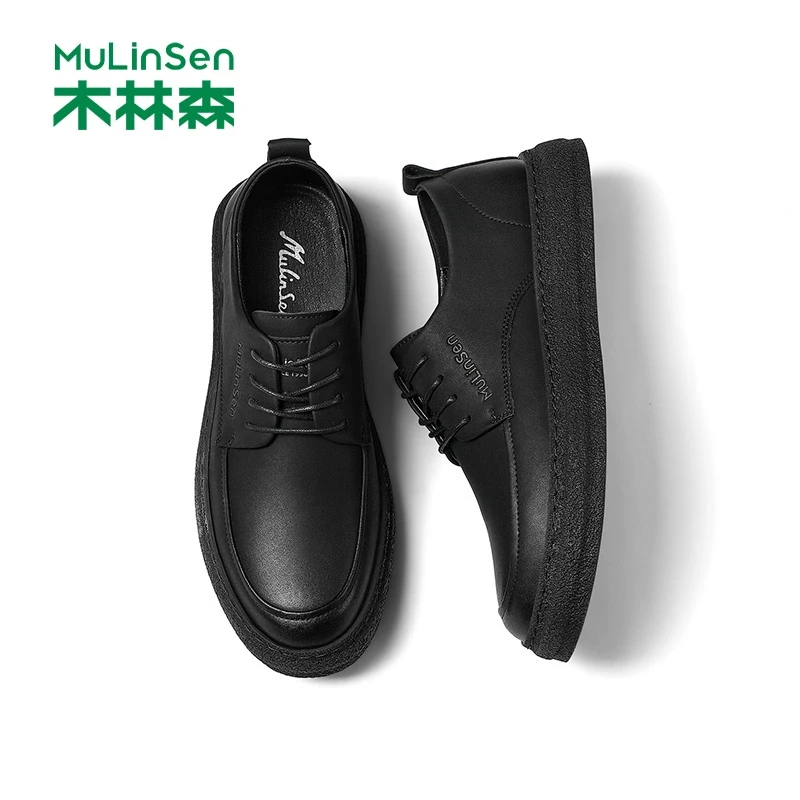 木林森男士皮鞋2025新款正装英伦商务休闲鞋春秋黑色增高工作男鞋