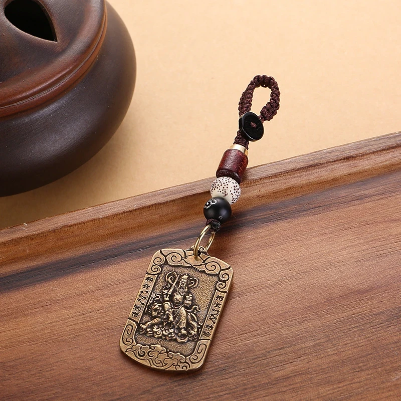 【先生推荐】新款黄铜武财神赵公明令牌家庭创意汽车摆件钥匙扣