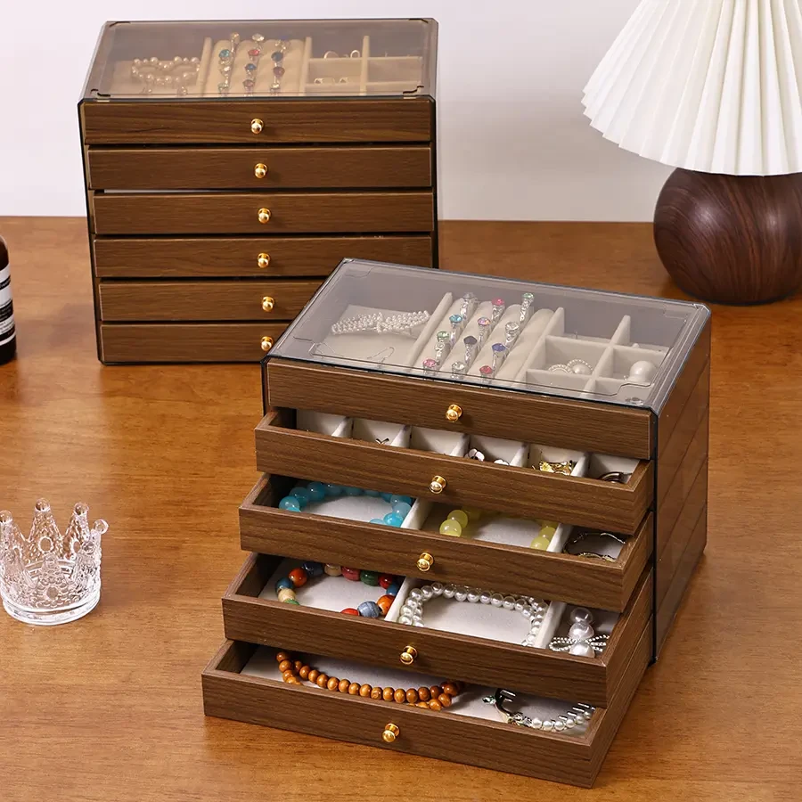 6层透明首饰盒桌面耳环戒指项链饰品收纳盒多功能收纳盒