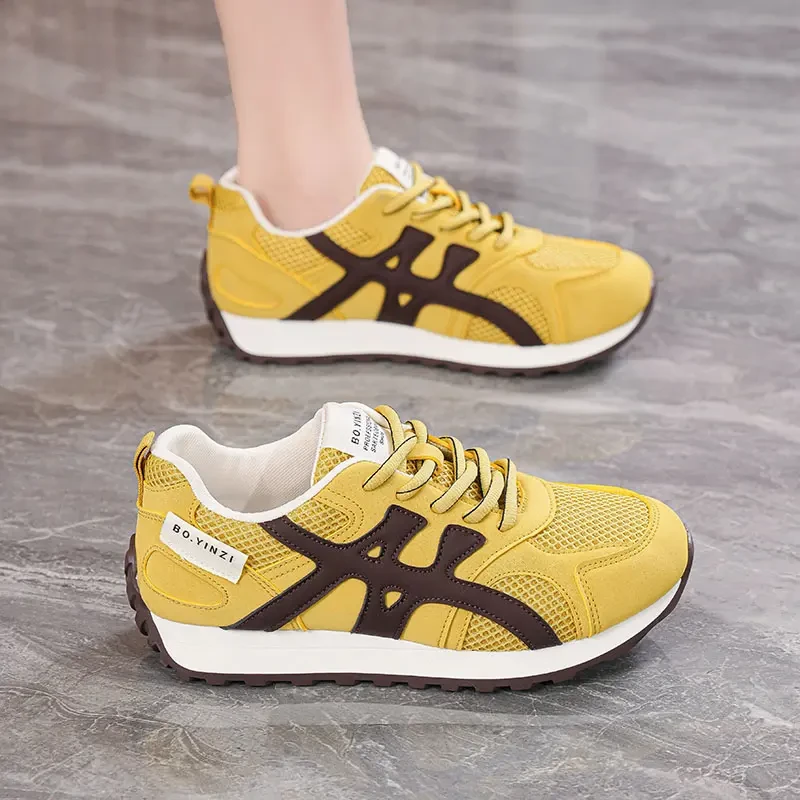 爆款运动休闲鞋女2025新春季透气阿甘鞋百搭德训鞋轻便软底跑步鞋