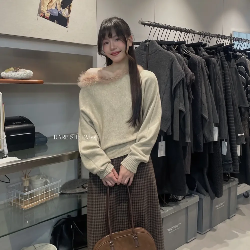 这个上衣好喜欢！毛毛领毛衣