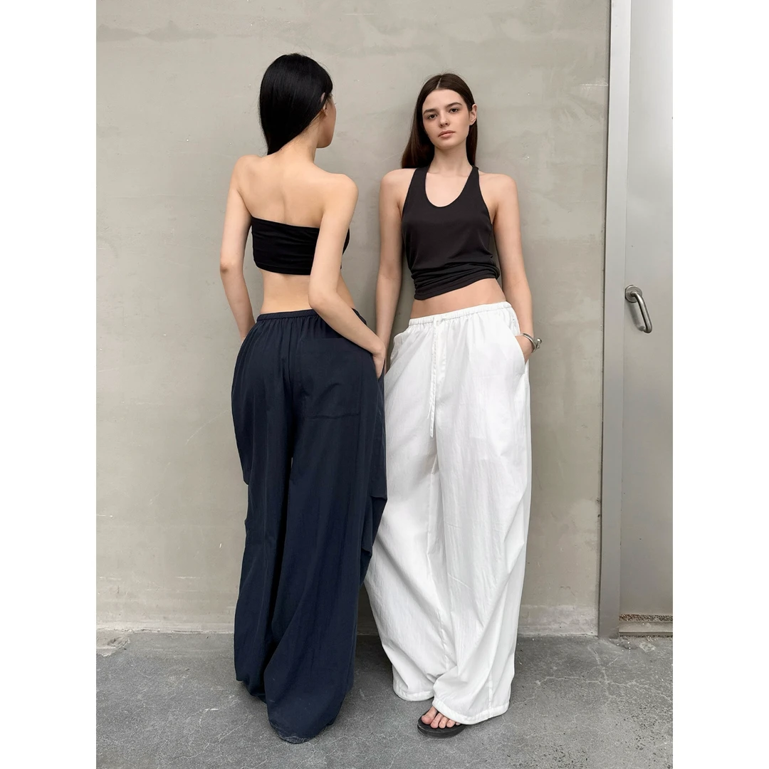 周淼【轻薄不闷 垮垮walking】天丝阔腿工装裤百搭裤子女ZM25K0287C