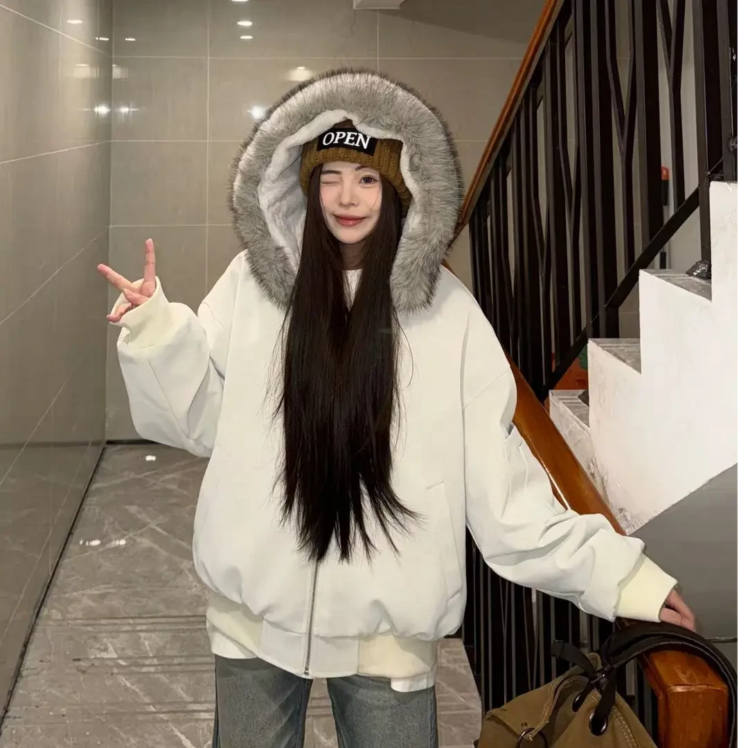 你好麻瓜冬季新款可拆卸毛领连帽棉服荔枝纹皮1500G座山雕棉衣