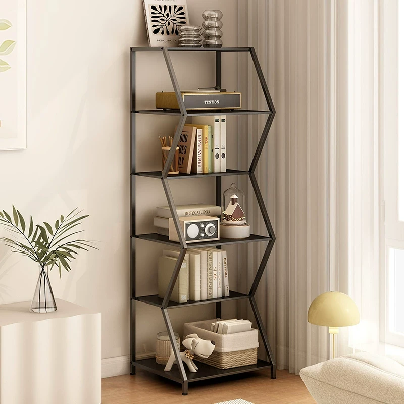 简易多层落地卧室铁艺书架新款书柜储物架客厅家用一体靠墙置物架