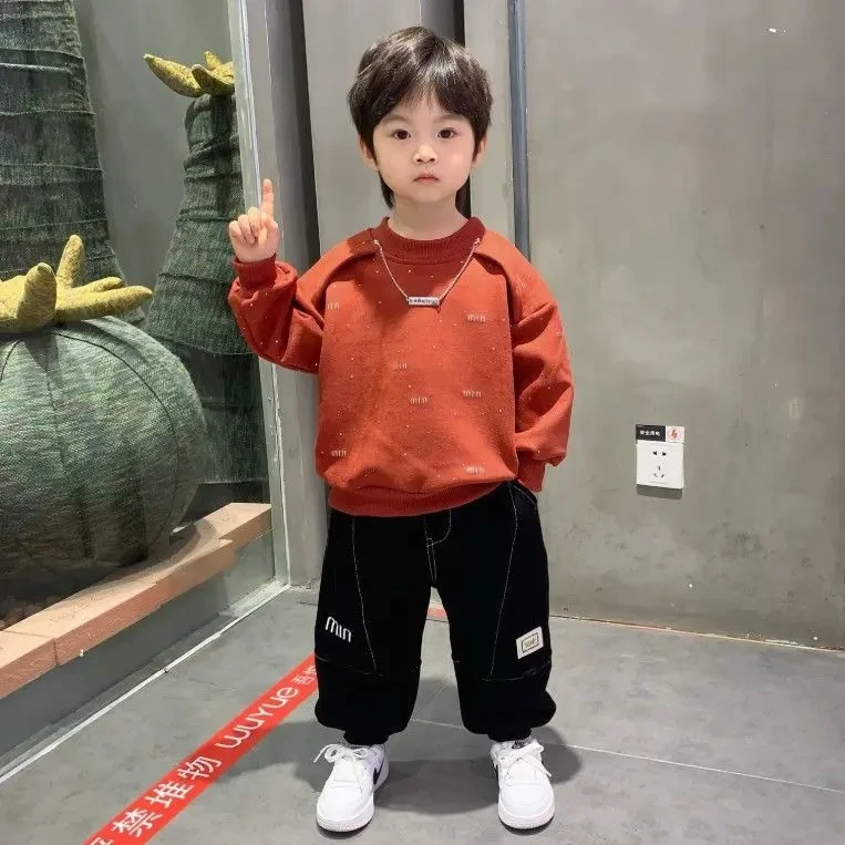 男童春秋装休闲套装2025新款洋气儿童时尚卫衣宝宝秋款帅气童装