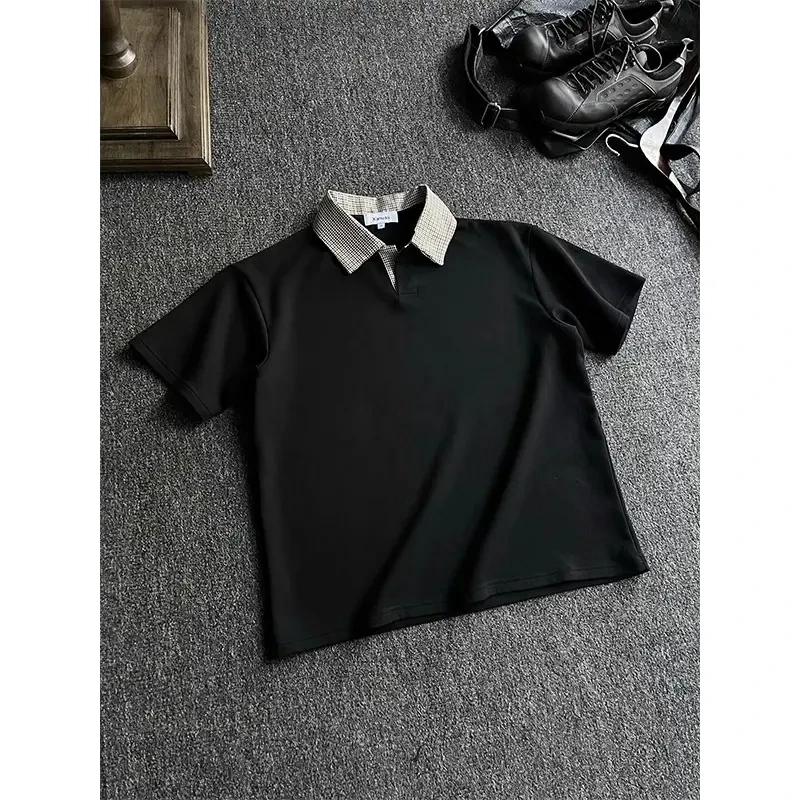 千鸟格空气层POLO衫男短袖夏季cleanfit凉感冰皮T恤抗皱美式半袖