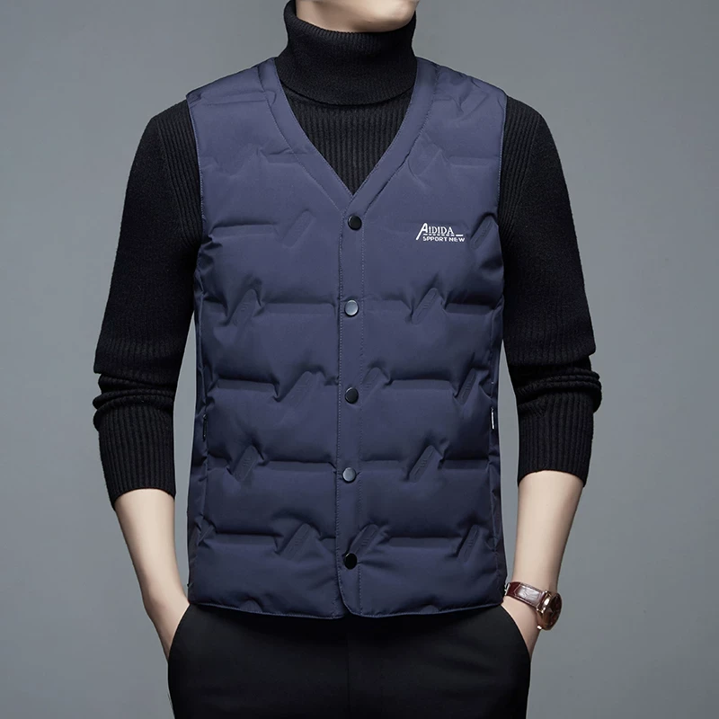马甲男冬季轻薄羽绒马夹大码中老年男士爸爸装保暖背心坎肩