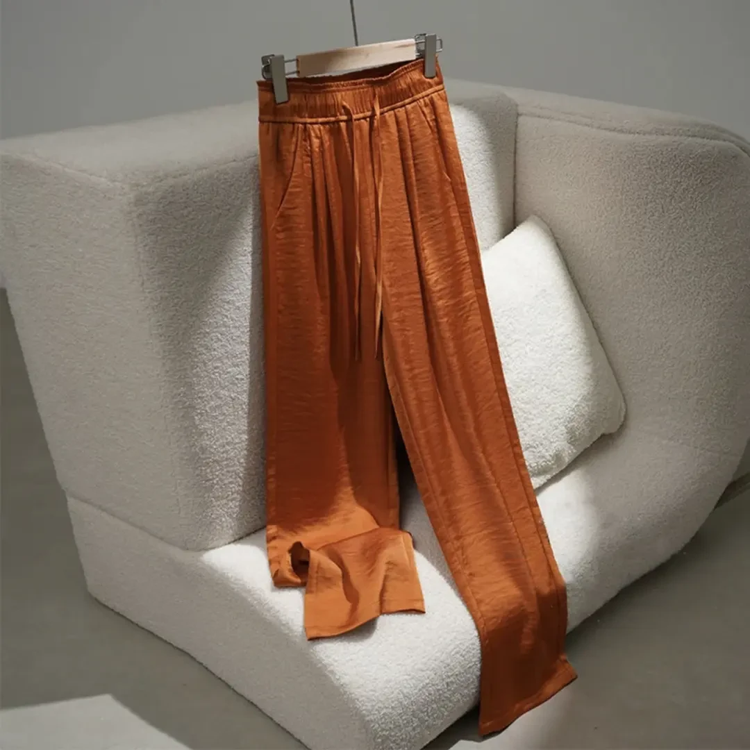 【铜氨丝裸感体验】夏季醋酸蚕丝提花窄版直筒高腰垂感显瘦Y9006