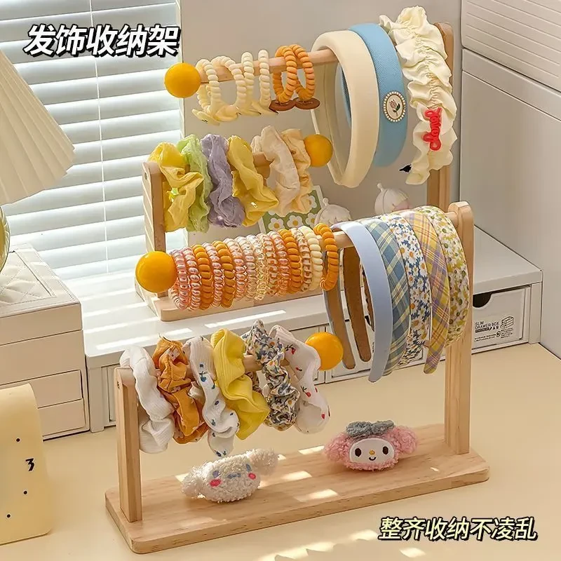 首饰展示架 儿童小女孩发饰收纳架木质发箍猪大肠发圈首饰展示架