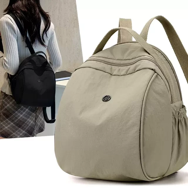 双肩贝壳包女2025新款休闲尼龙防水妈咪包轻便时尚帆布旅行小背包