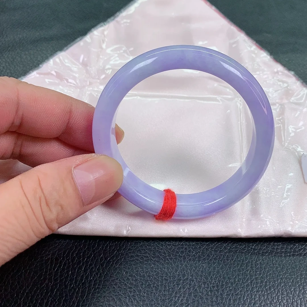 55圈口完美缅甸天然a货翡翠手镯编号8613粉紫色少女百搭气质精美