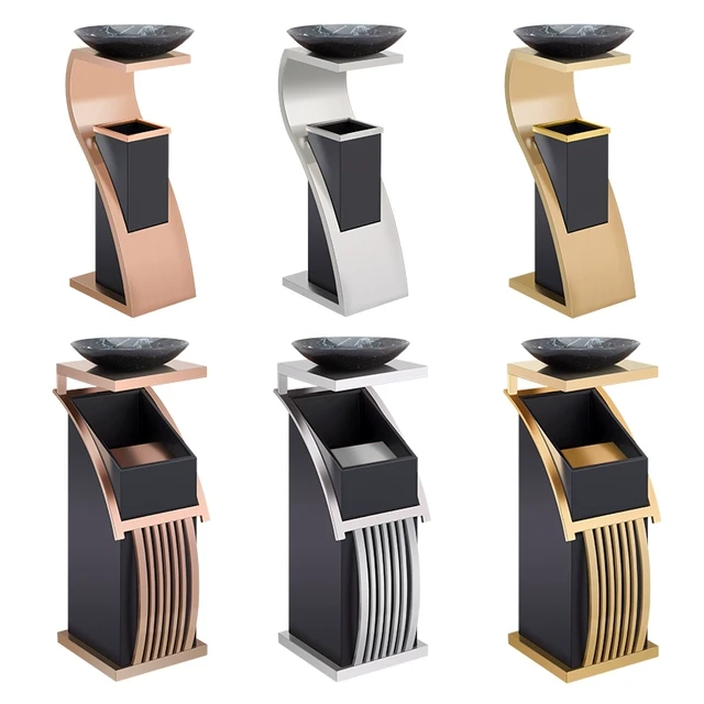 酒店不锈钢垃圾桶商用立式灭烟带烟灰缸大堂宾馆大厅走廊用果皮箱