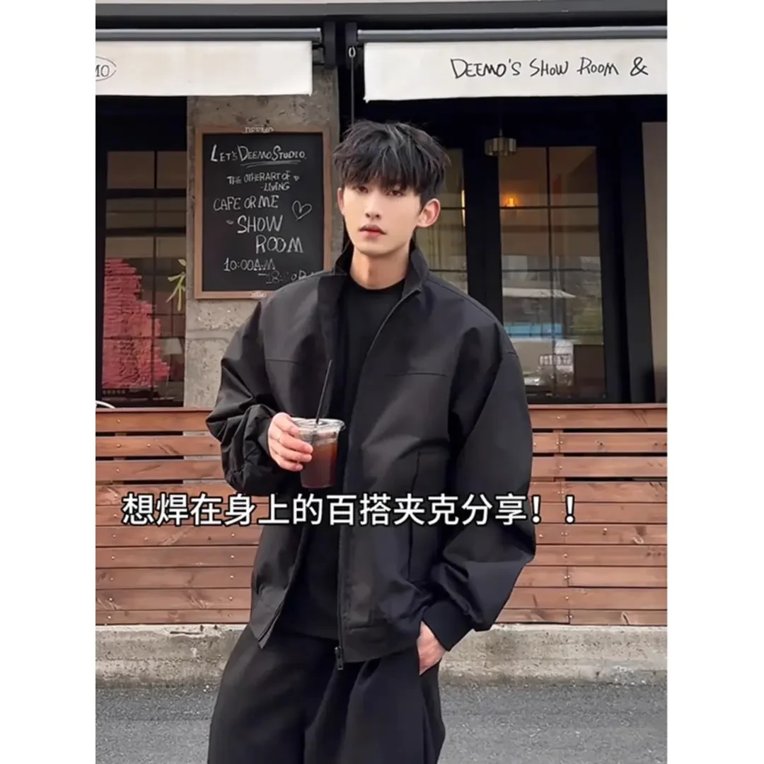 高级感工装棒球服外套男春秋美式高街潮牌高级感痞帅飞行教练夹克