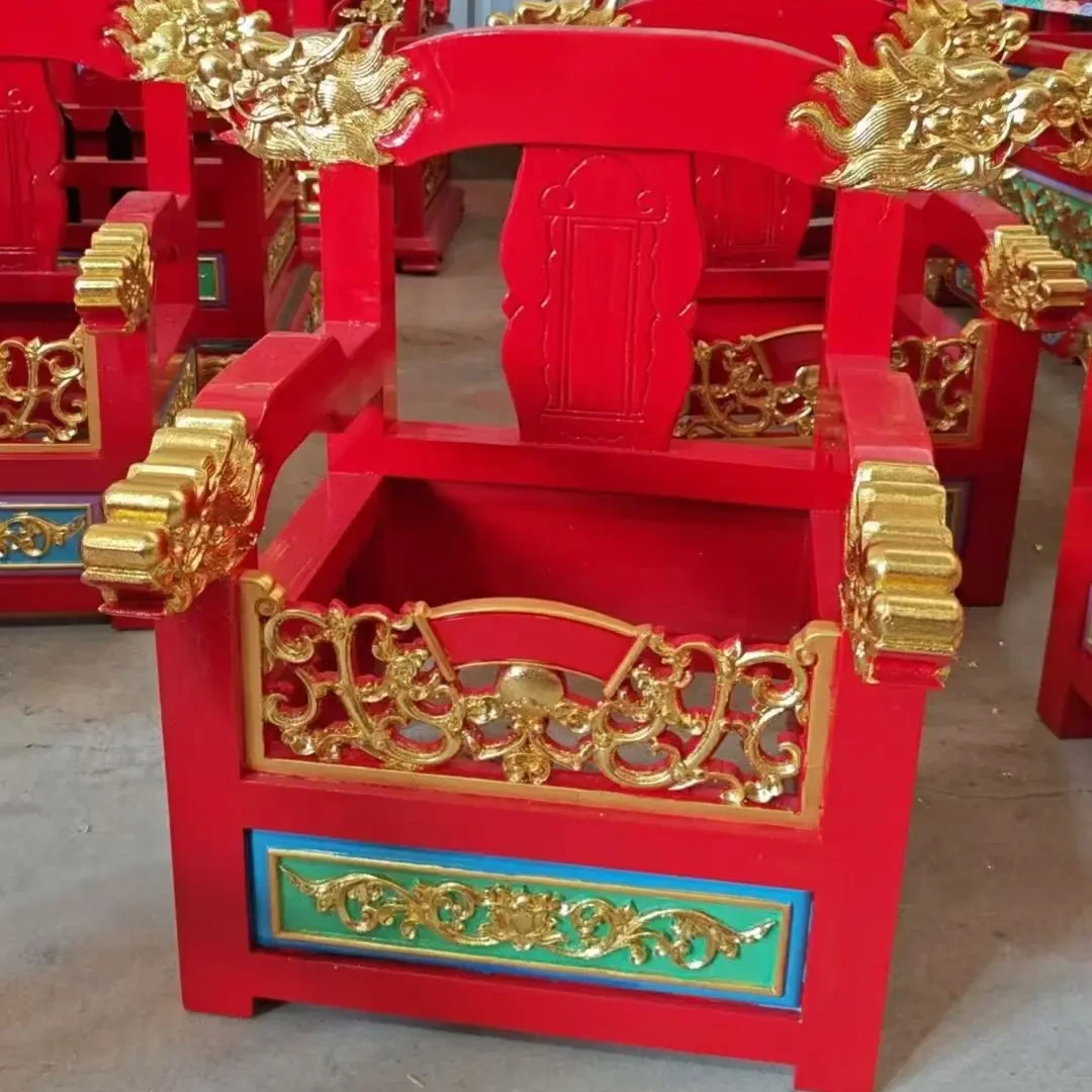 实木红色神明用椅佛像宝座神像加高底座