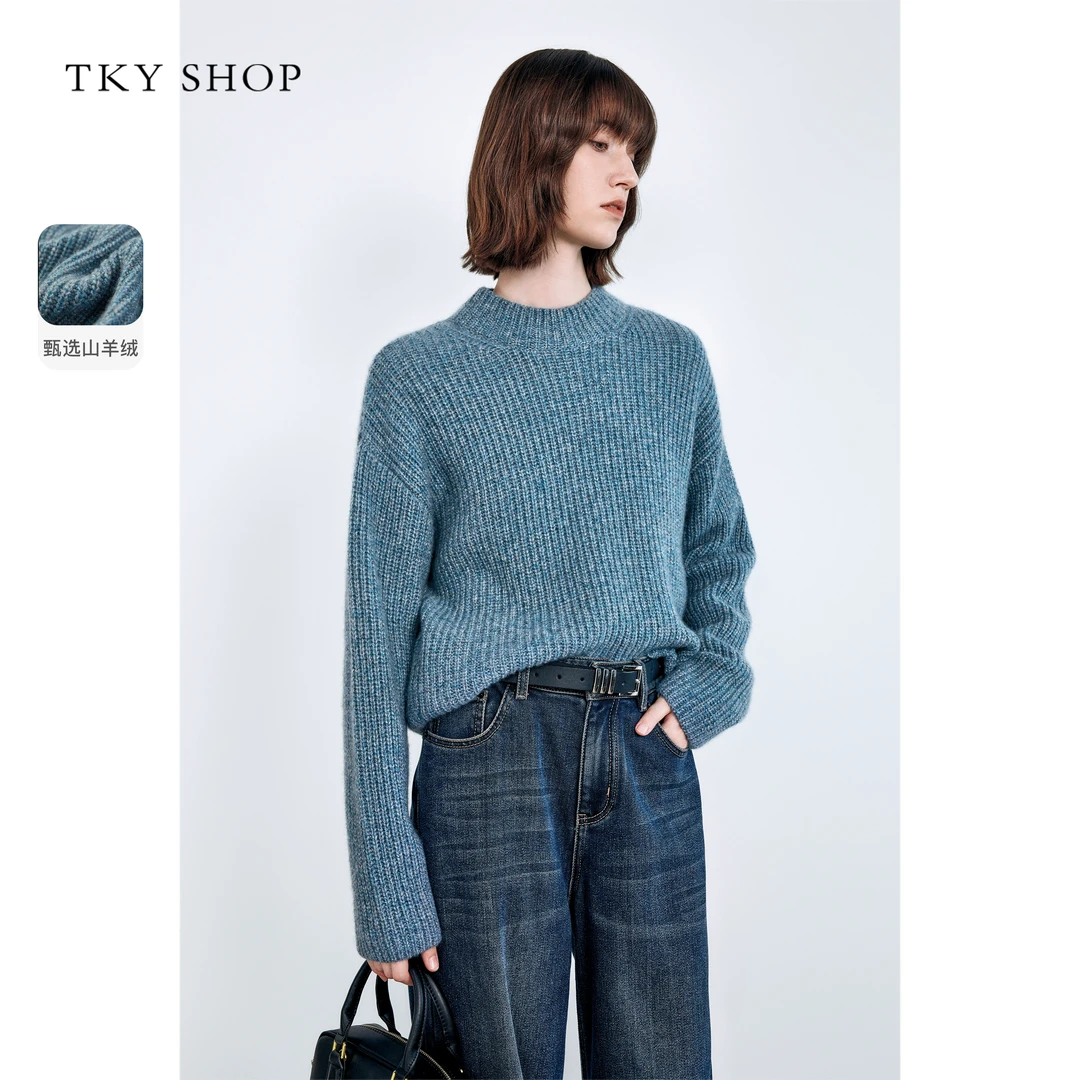 TKYSHOP【商场同款】潮牌时尚慵懒温柔100山羊绒毛针织10H1MA09V082