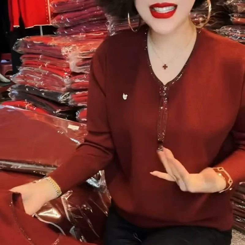 中年妈妈秋冬装高贵针织小衫2025新款时尚洋气中老年女装打底毛衣