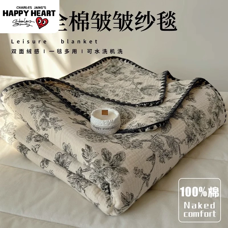 纯棉双层纱夏凉被全棉薄款空调被子被芯学生宿舍春秋被可机洗1