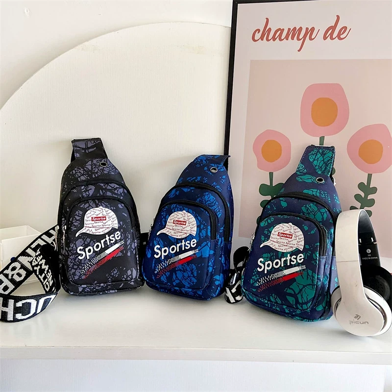 儿童胸包男童户外休闲斜挎包潮韩国小男孩旅行小背包单肩小挎包包