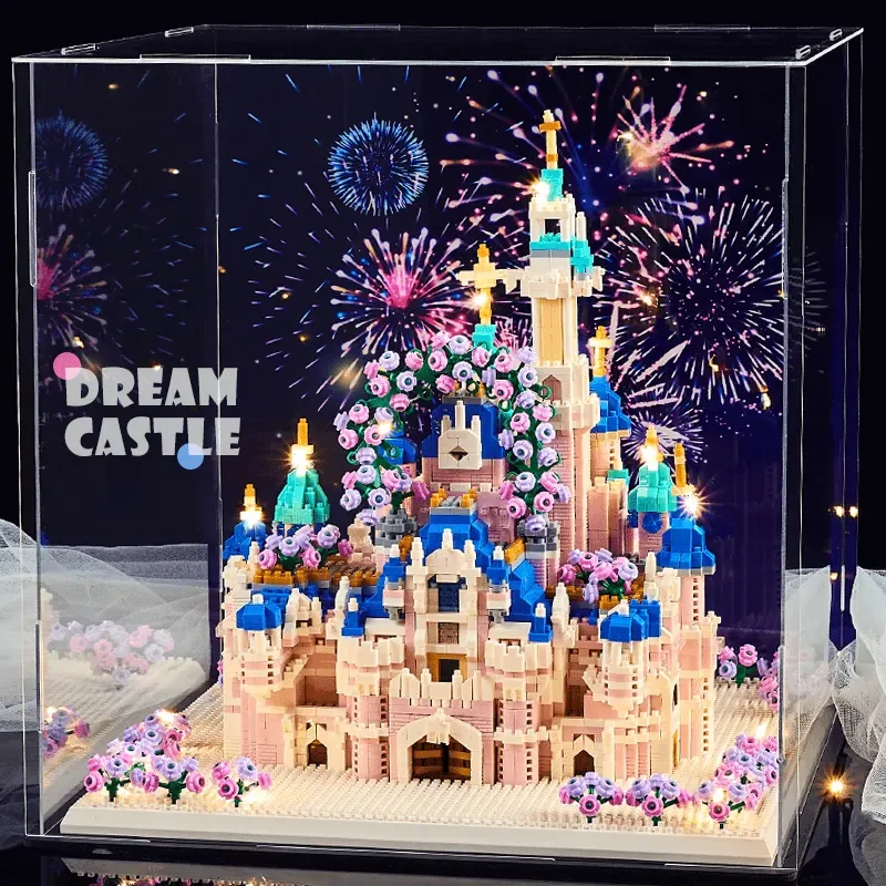 粉色城堡女孩子积木系列8-16岁微颗粒益智高难度拼装玩具10礼物女