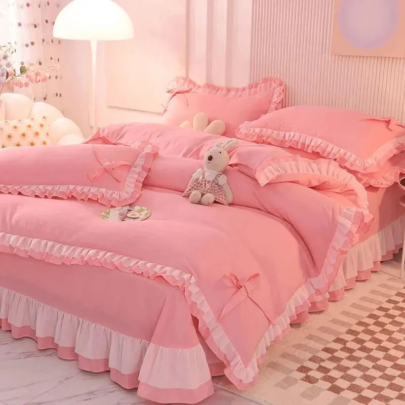 【藏疆包邮】韩版高档床裙四件套蕾丝边床单四件