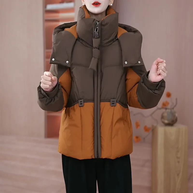 爆款冬装短款棉服2025新款时尚保暖棉衣外套女帽子可拆卸百搭潮