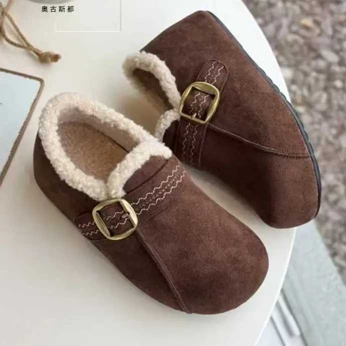 冬季休闲风潮流风纯色博肯鞋舒适百搭款加绒