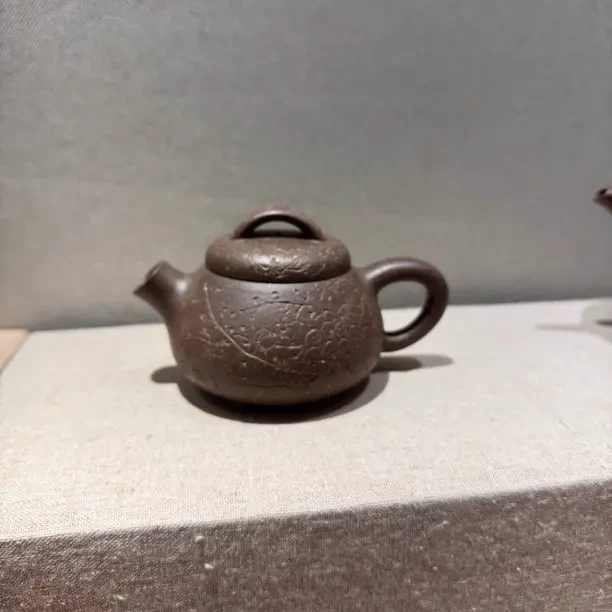 梅红存全手工制作胖石瓢贵圆壶容量180CC路石刻绘装饰