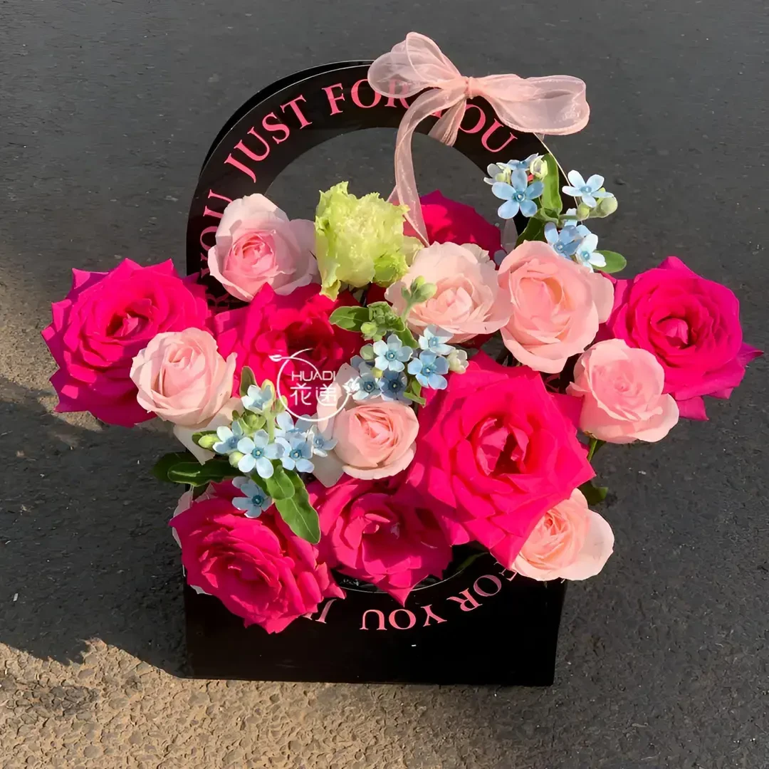 网红手提花盒生日花束鲜花店订购小时鲜花店同城送花上门附近花店