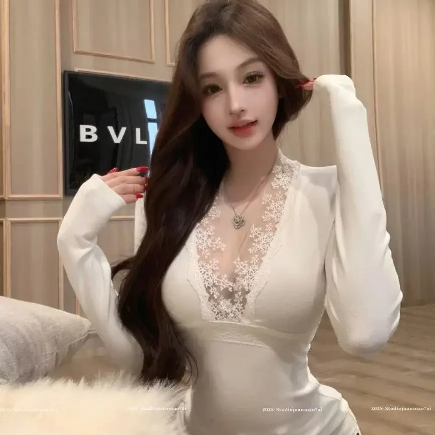 米欧家大码拼接别致轻奢高级感长袖女冬打底衫