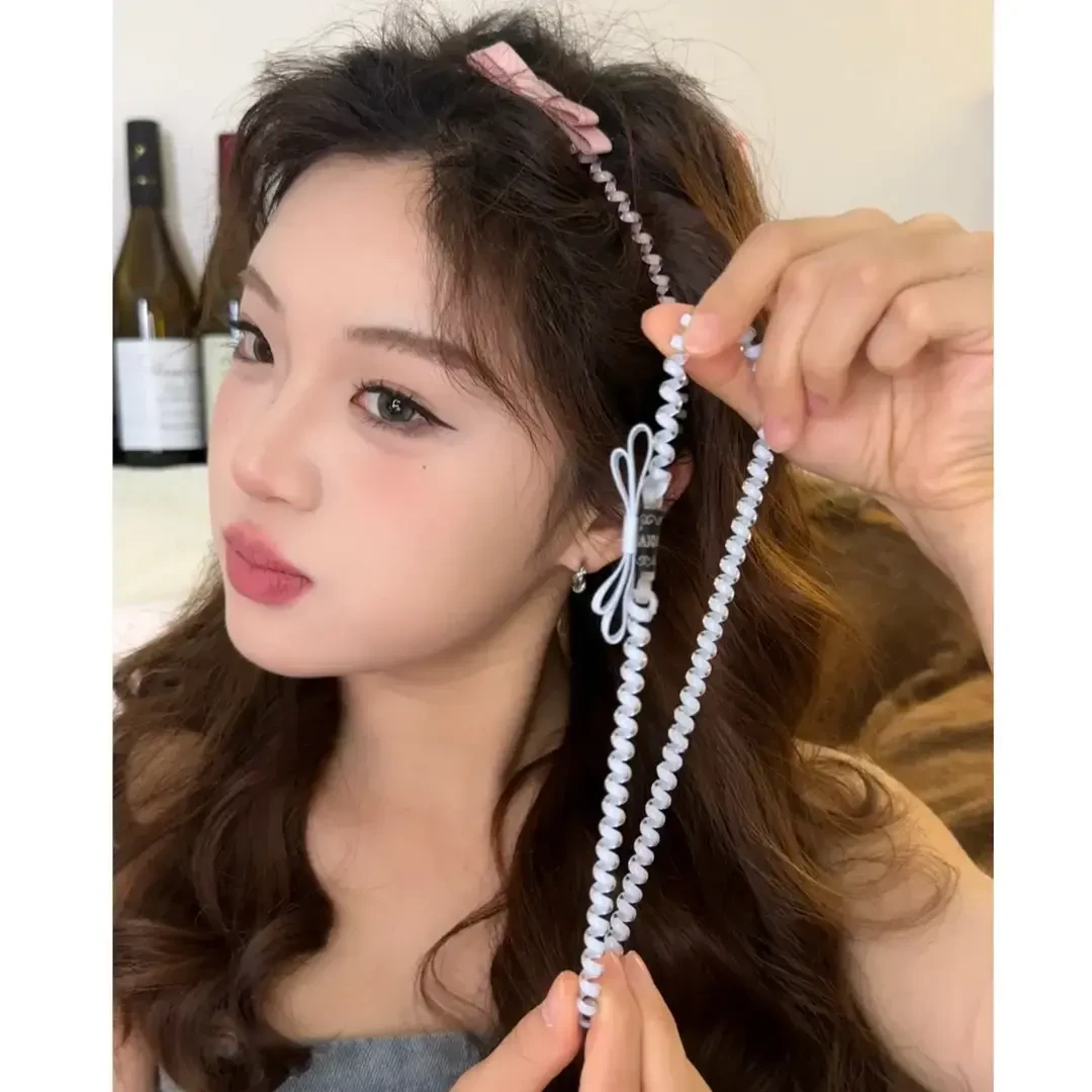 一款四戴！可做chocker！新款夏甜妹电话线发绳发箍氛围感发圈发带