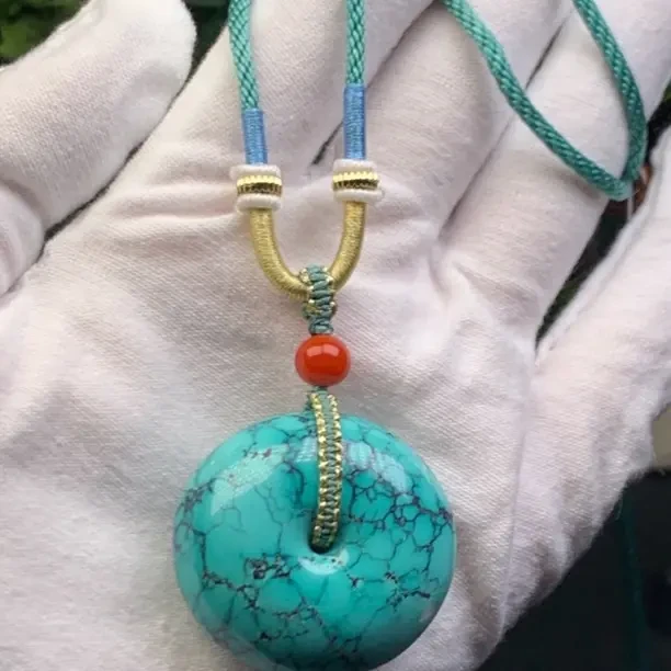 竹山杨家绿松石天然原矿高瓷玉化料平安扣吊坠